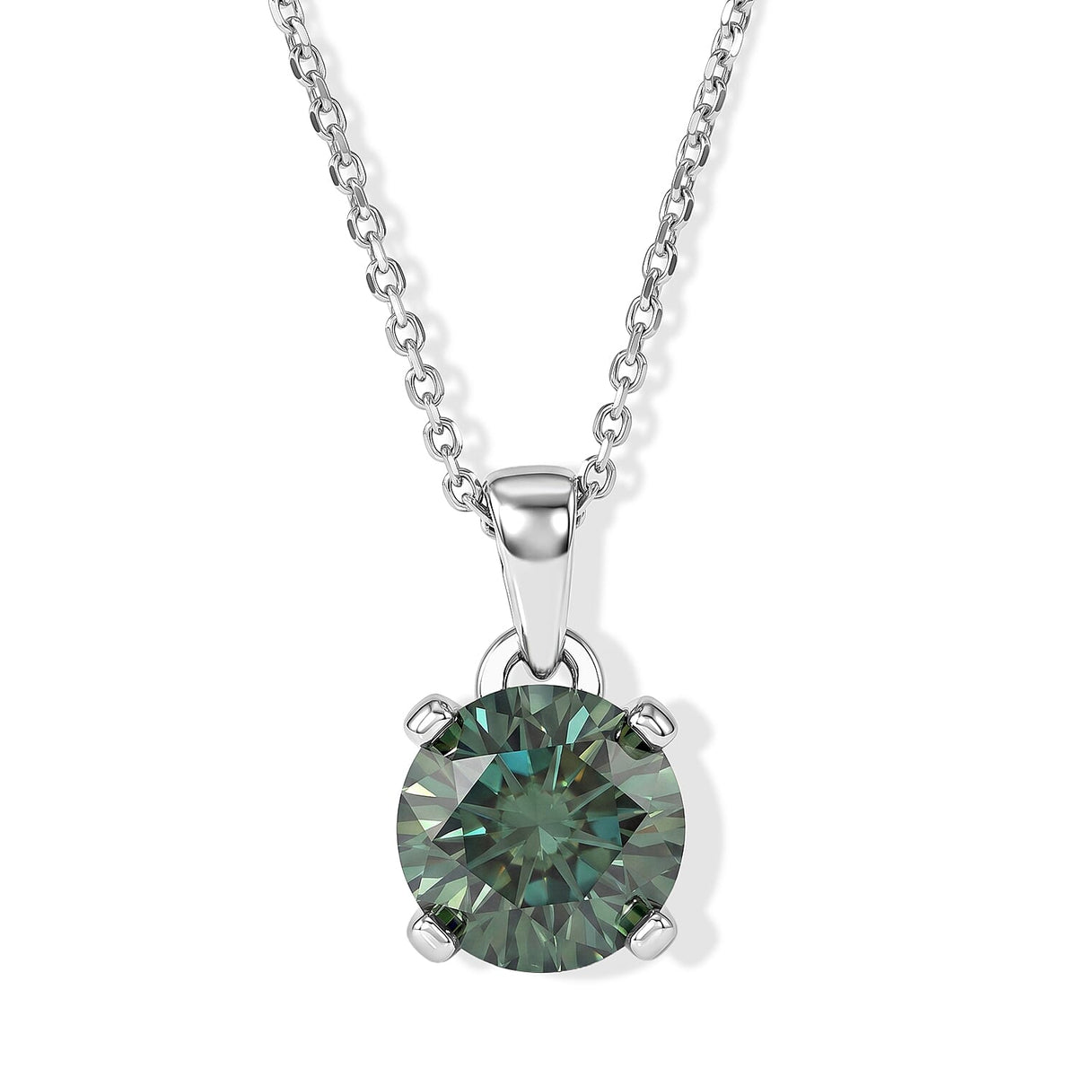 D''Joy Green Moissanite 2.00 ctw Pendant Necklace in Rhodium Over Sterling Silver (20 Inches)