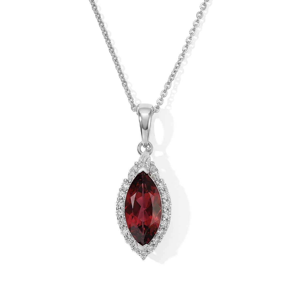 Certified and Appraised D''Joy Premium Usambara Color Change Garnet, Moissanite Pendant Necklace (18 Inches) in Rhodium Over Sterling Silver 2.50 ctw