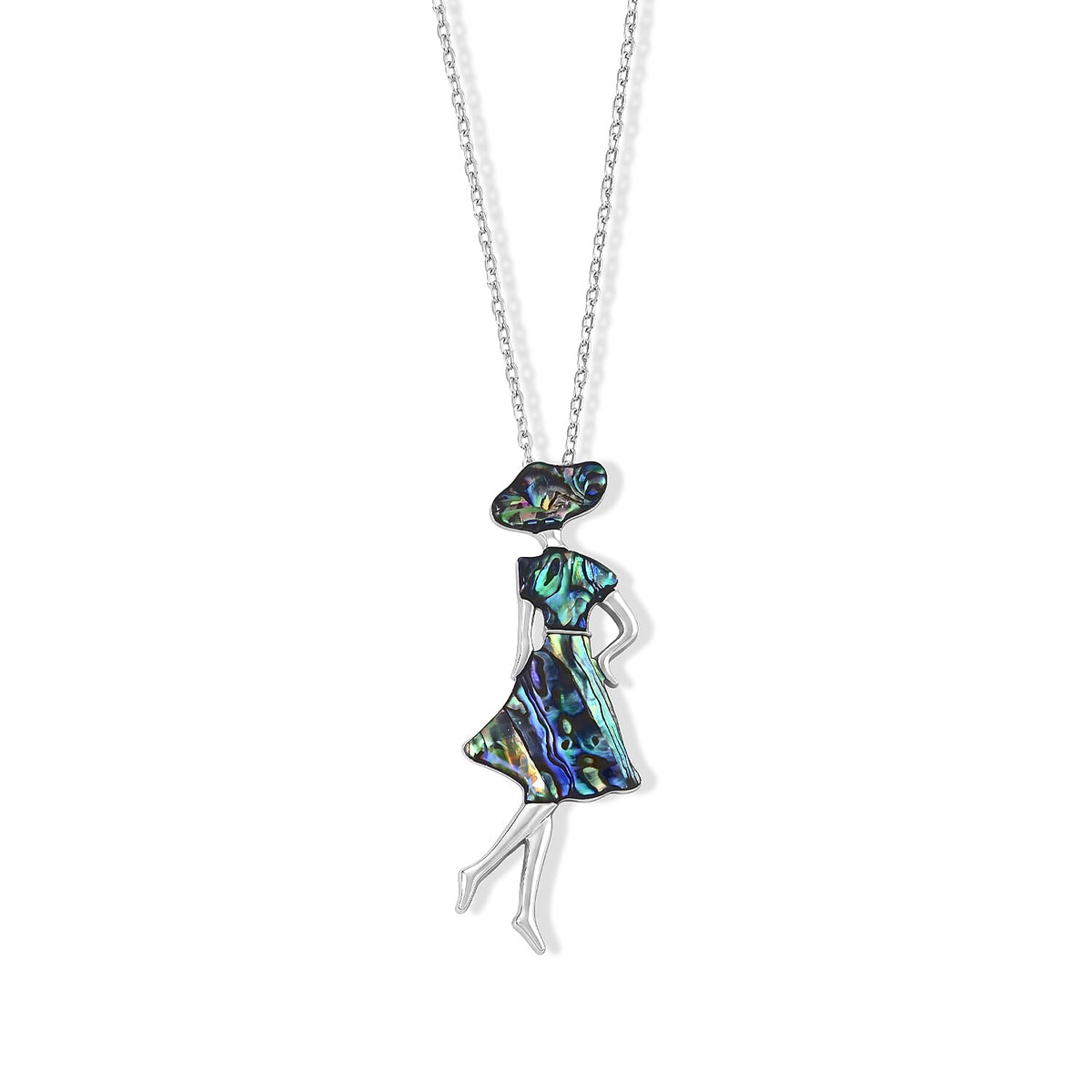 Abalone Shell Tranquil Beauty of The Ocean Pendant Necklace in Silvertone 20-22 Inches