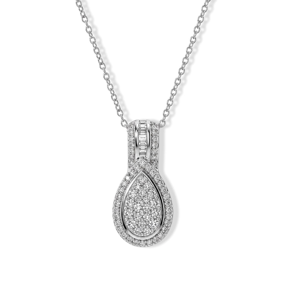D''Joy Diamond 0.50 ctw Pendant Necklace (20 Inches) in Rhodium Over Sterling Silver