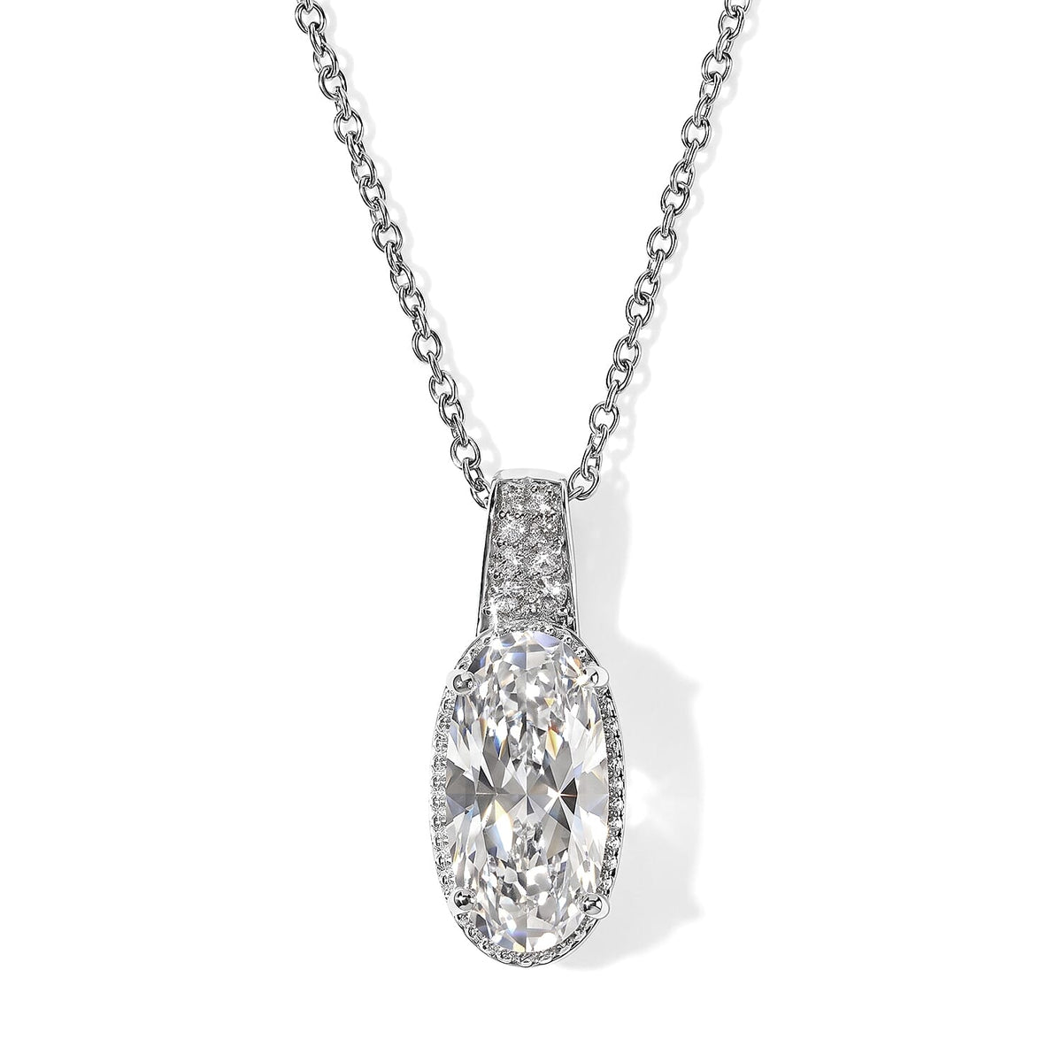 EverTrue Lab Created White Sapphire 6.85 ctw Pendant in Platinum Bond with Stainless Steel Necklace 20 Inches