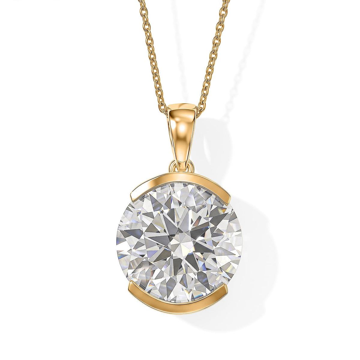 Doorbuster D''Joy Moissanite 9.50 ctw Pendant Necklace in Rhodium Over Sterling Silver 20 Inches