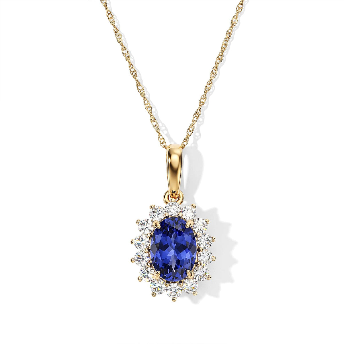 AAA Yellow Sapphire and Luxuriant Lab Grown Diamond VS 1.50 ctw Pendant Necklace in 10K Yellow Gold 18 Inches