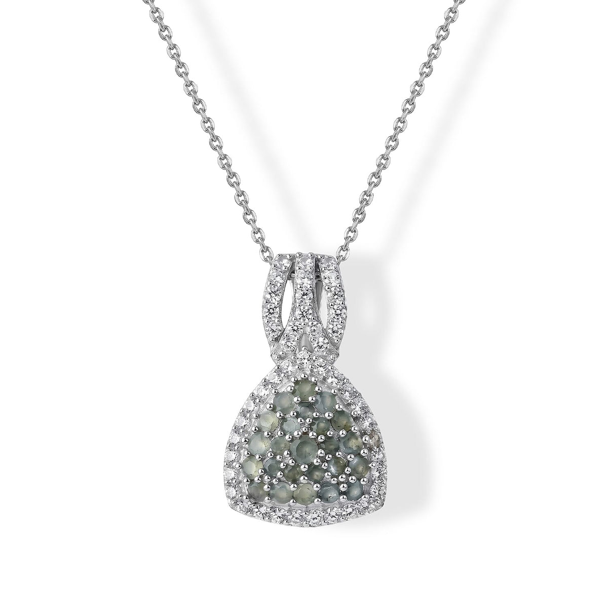 D'Joy Narsipatnam Alexandrite, White Zircon Pendant Necklace (20 Inches) in Rhodium Over Sterling Silver 1.90 ctw