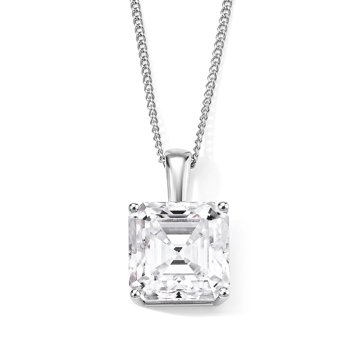 D''Joy Moissanite 3.75 ctw Pendant Necklace in Rhodium Over Sterling Silver 18 Inches