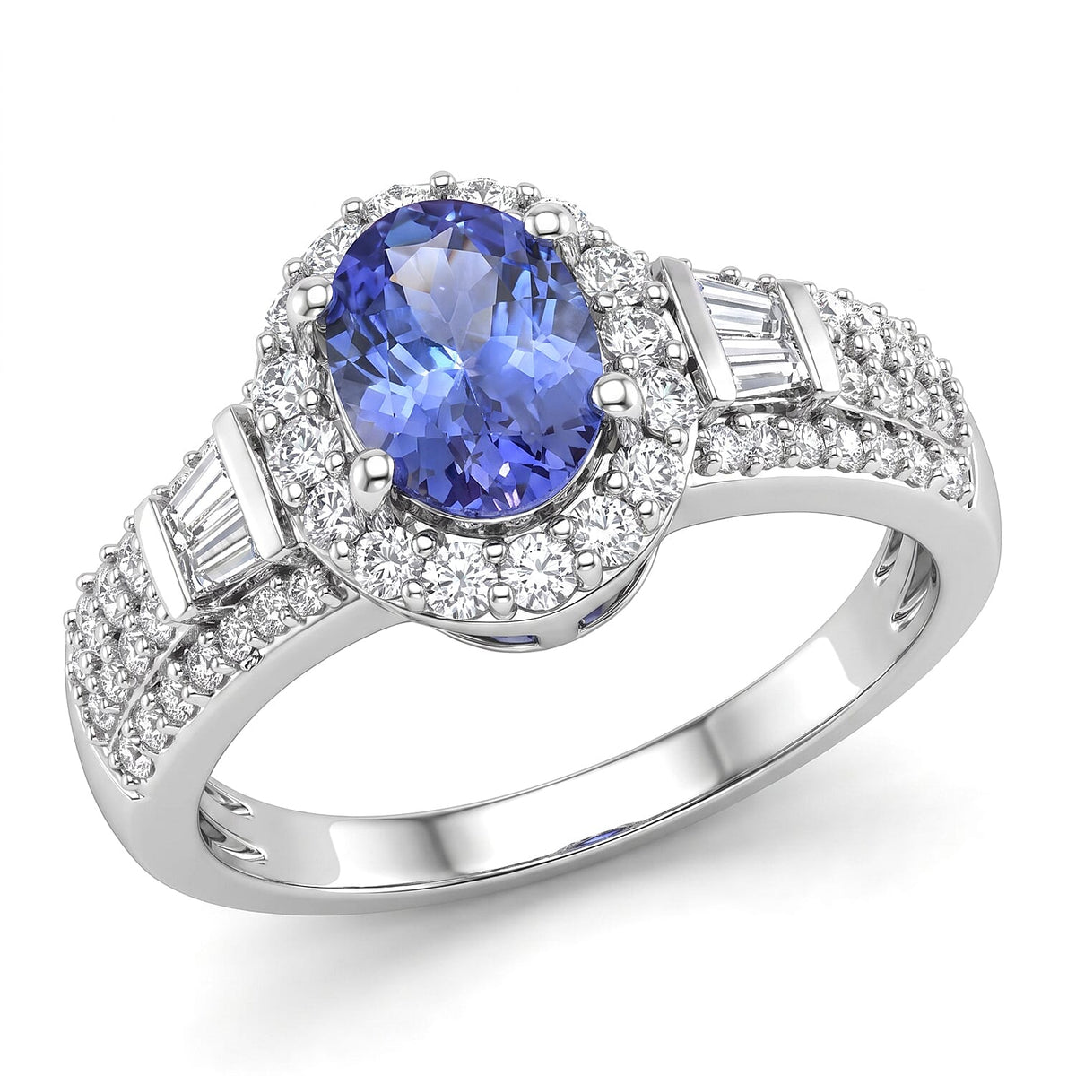 Tanzanite and White Zircon Ring in Sterling Silver (Size 11.5) 2.40 ctw
