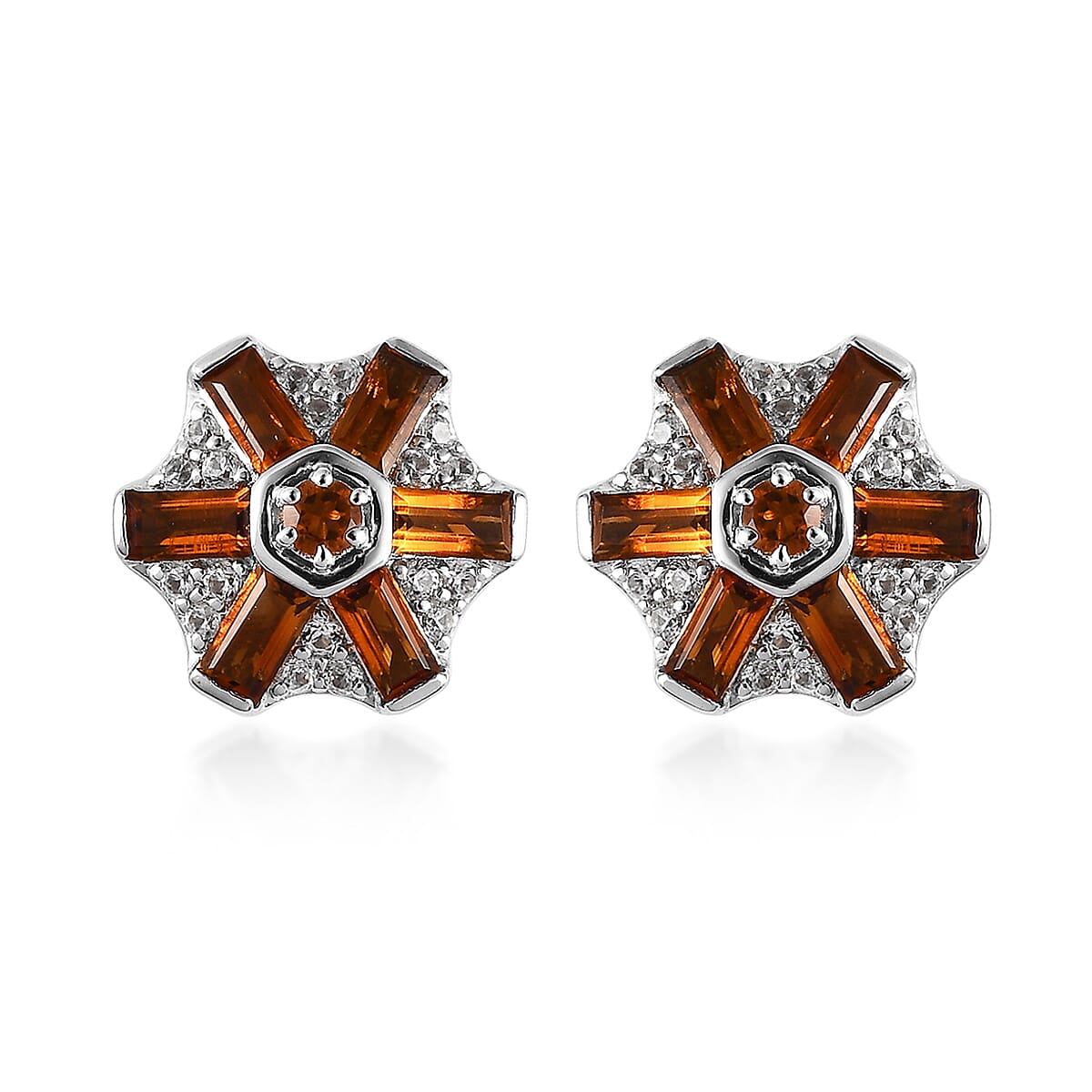Premium Orissa Rhodolite Garnet, White Zircon Earrings in Rhodium Over Sterling Silver 2.35 ctw