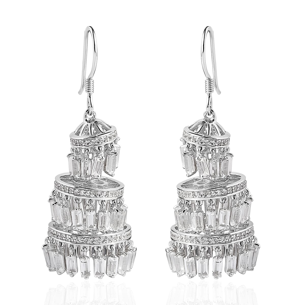White Topaz Earrings in Rhodium Over Sterling Silver 18.85 ctw
