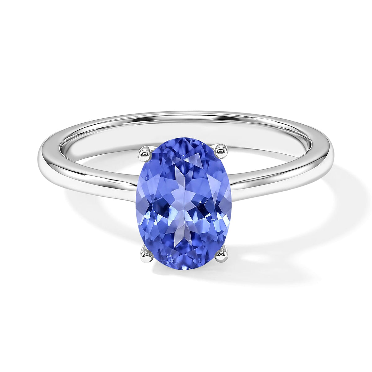 Tanzanite Solitaire Ring in Platinum Over Sterling Silver (Size 4.0) 1.35 ctw