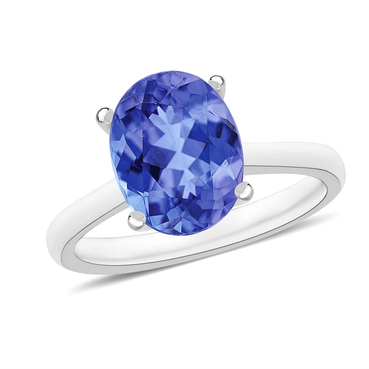 Tanzanite Solitaire Ring in Platinum Over Sterling Silver (Size 4.0) 1.35 ctw