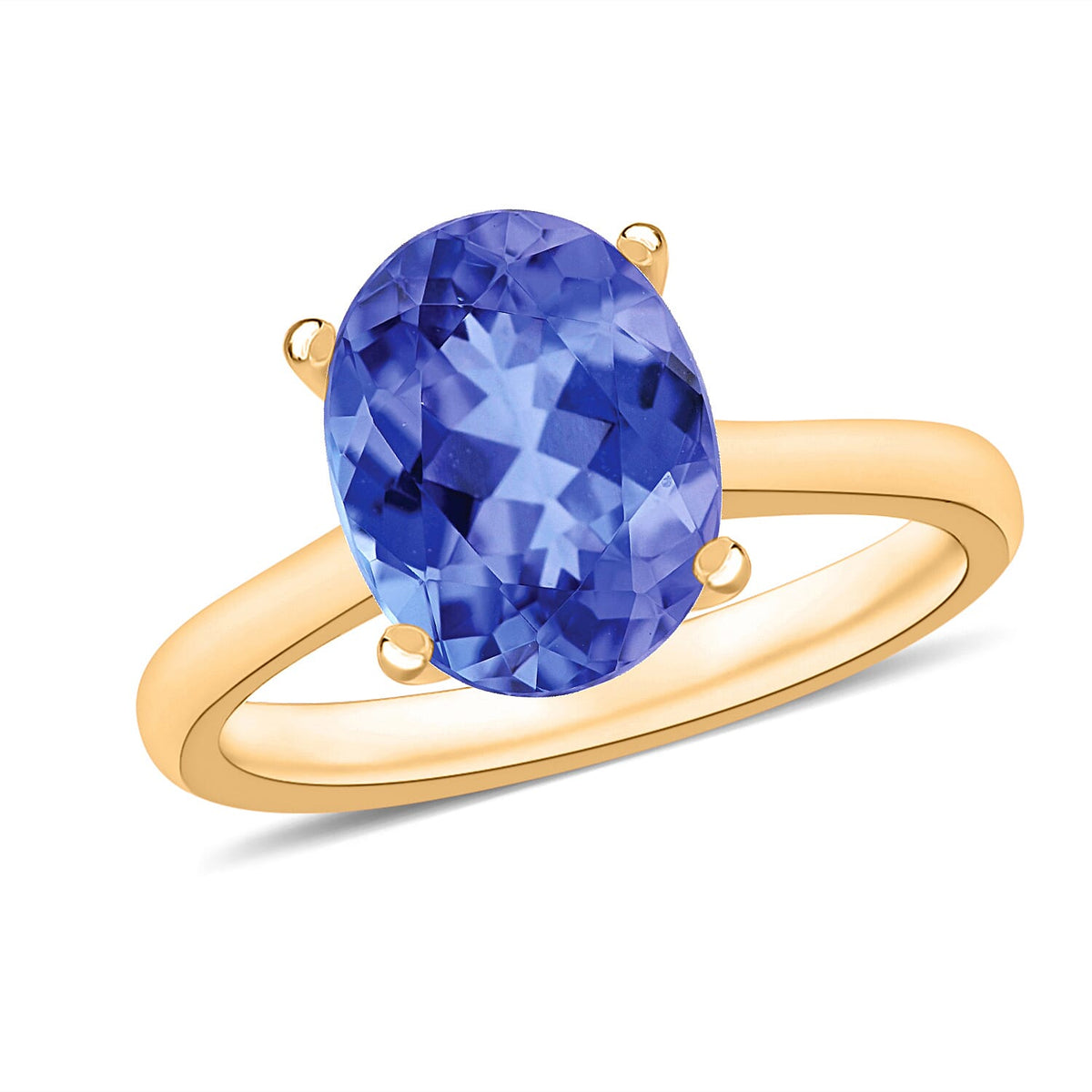 Tanzanite Solitaire Ring in Platinum Over Sterling Silver (Size 4.0) 1.35 ctw