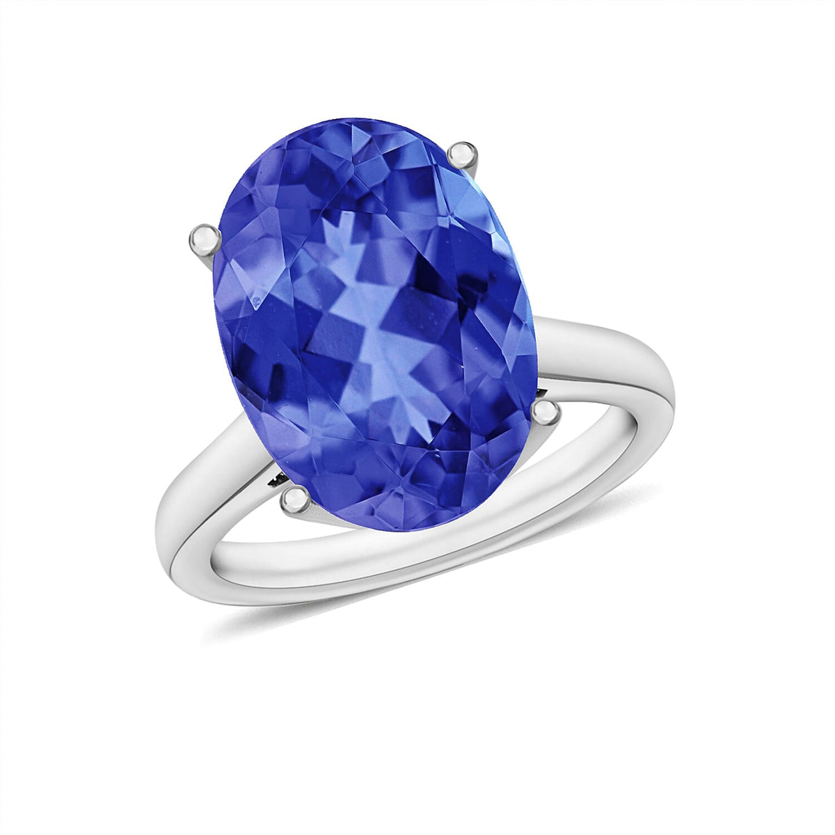 Tanzanite Solitaire Ring in Platinum Over Sterling Silver (Size 4.0) 1.35 ctw