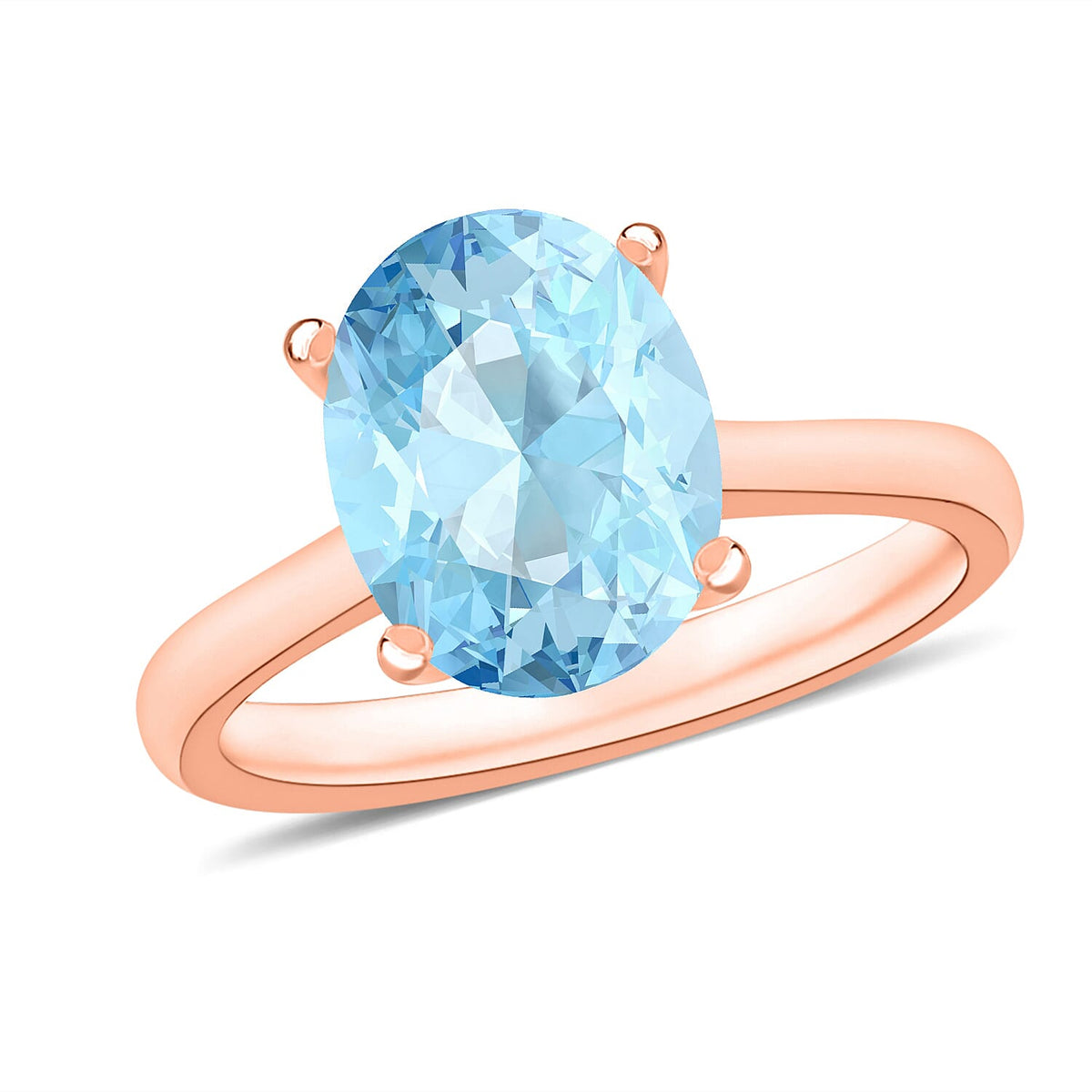 Luxoro 14K White Gold Premium Mangoro Aquamarine Solitaire Ring (Size 10.0) 4 Grams 2.40 ctw