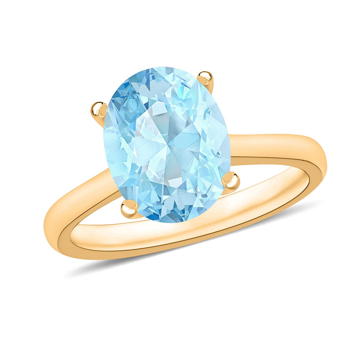 Luxoro 14K White Gold Premium Mangoro Aquamarine Solitaire Ring (Size 10.0) 4 Grams 2.40 ctw