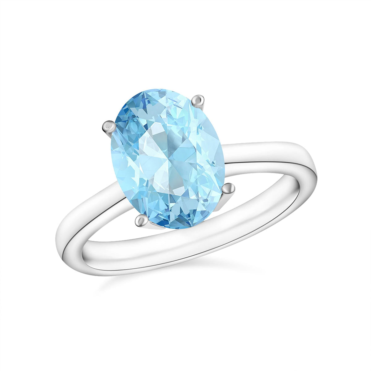 Luxoro 14K White Gold Premium Mangoro Aquamarine Solitaire Ring (Size 10.0) 4 Grams 2.40 ctw