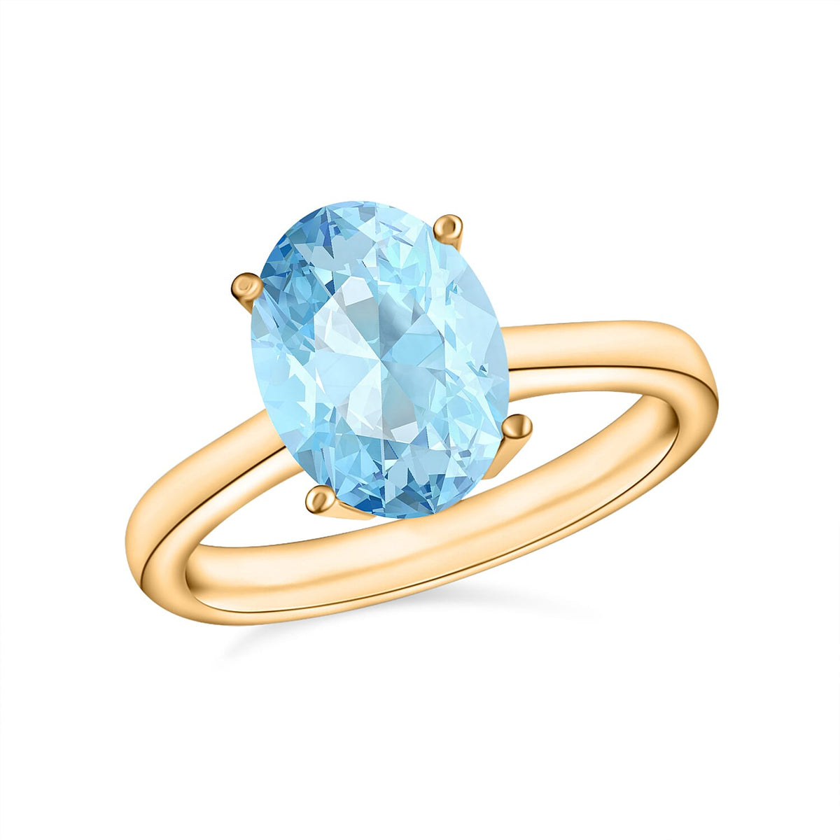 Luxoro 14K White Gold Premium Mangoro Aquamarine Solitaire Ring (Size 10.0) 4 Grams 2.40 ctw
