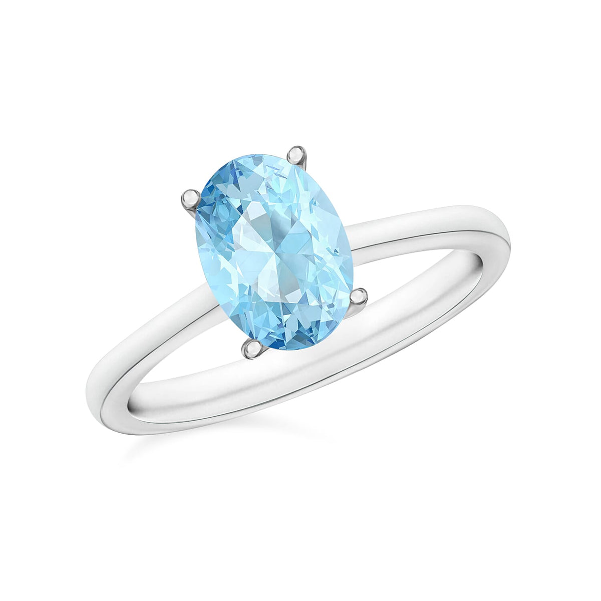 Luxoro 14K White Gold Premium Mangoro Aquamarine Solitaire Ring (Size 10.0) 4 Grams 2.40 ctw