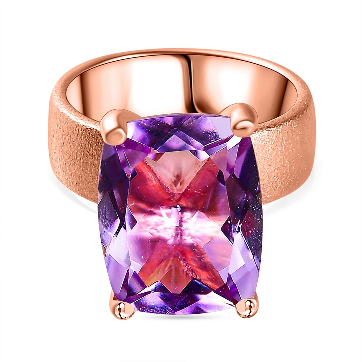 Rose De France Amethyst Ring in 18K Vermeil RG Over Sterling Silver (Size 6.5) 10.00 ctw