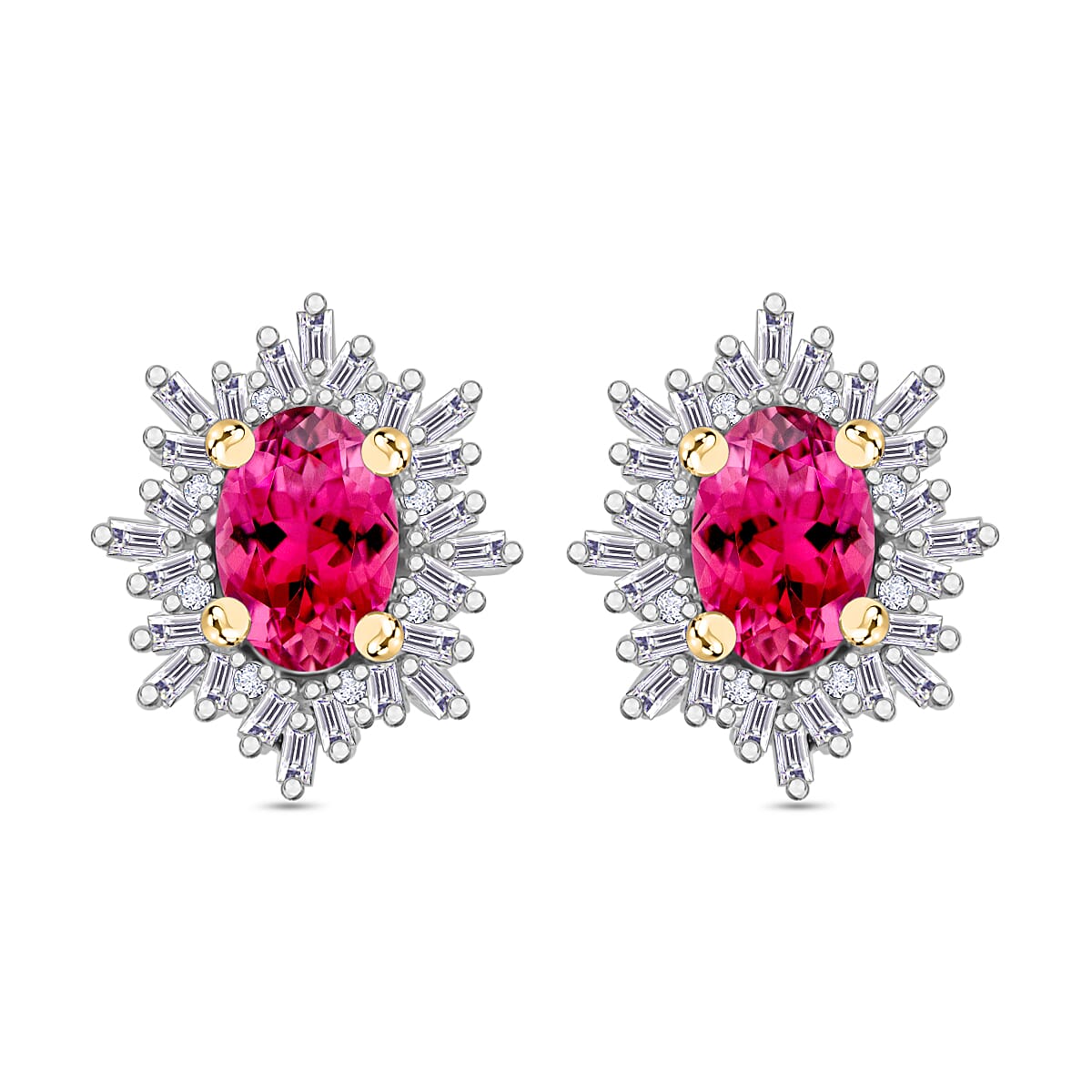 Tanzanite, Diamond (0.25 cts) Stud Earrings in Rhodium Over Sterling Silver 1.20 ctw