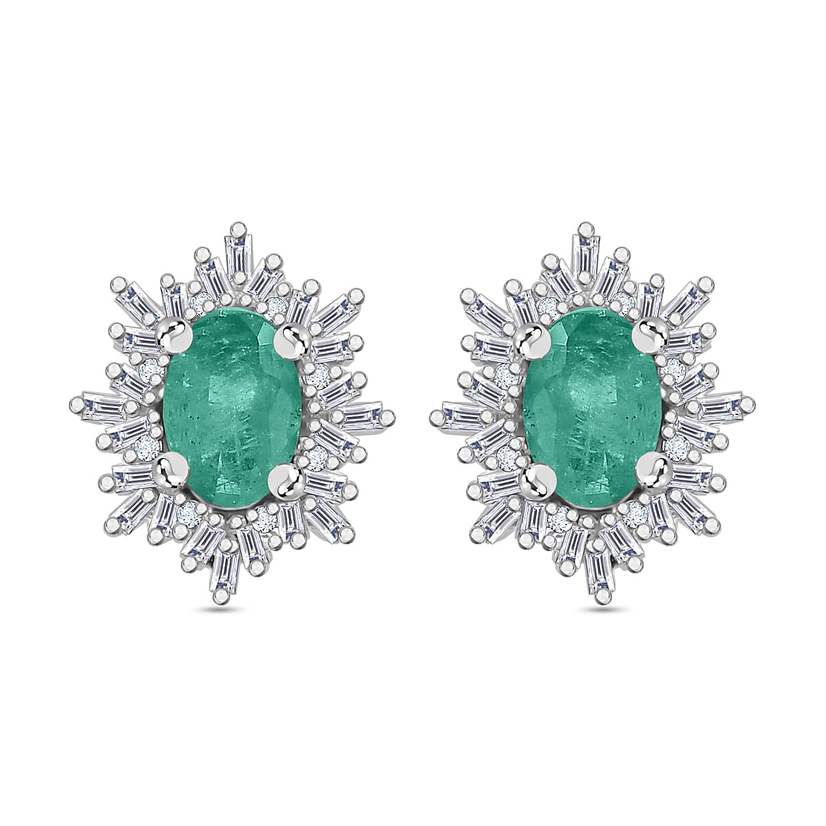 Tanzanite, Diamond (0.25 cts) Stud Earrings in Rhodium Over Sterling Silver 1.20 ctw