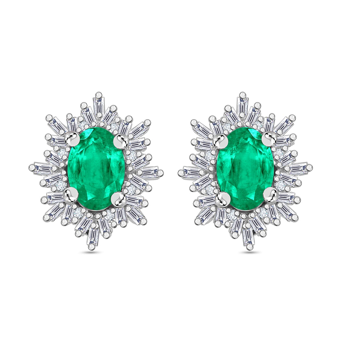 Tanzanite, Diamond (0.25 cts) Stud Earrings in Rhodium Over Sterling Silver 1.20 ctw