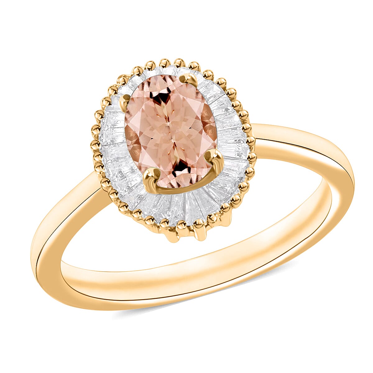 Luxoro Premium Pink Morganite and G-H I1 Diamond Ring in 14K White Gold (Size 10.0) 1.00 ctw