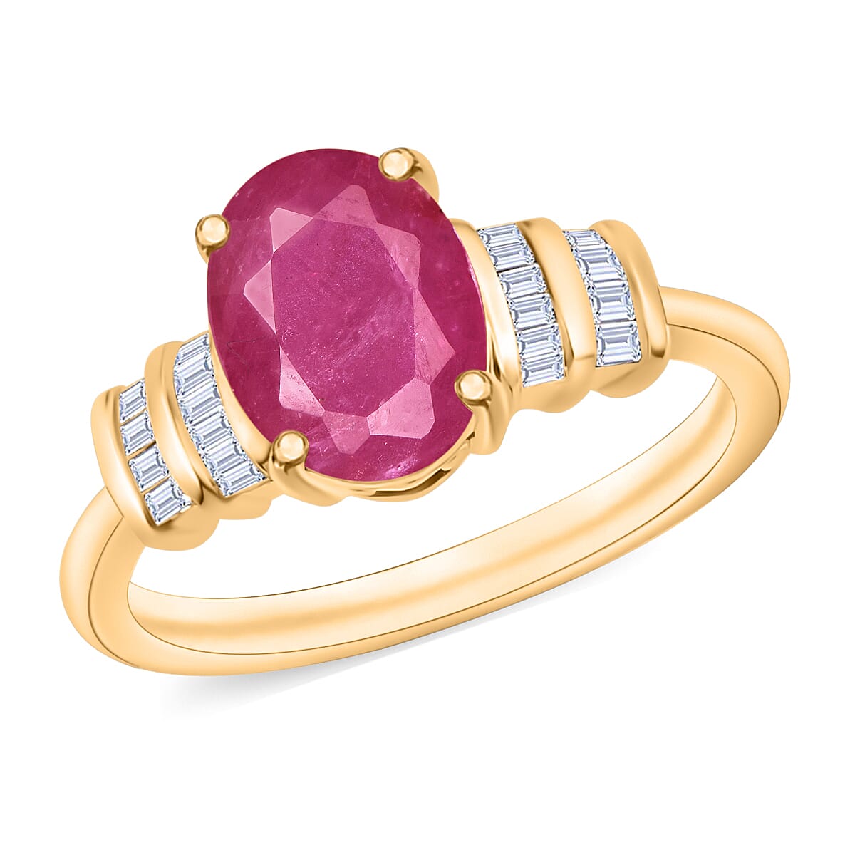 Luxoro Premium Mozambique Ruby and G-H I1 Diamond Ring in 14K White Gold (Size 10.0) 2.70 ctw