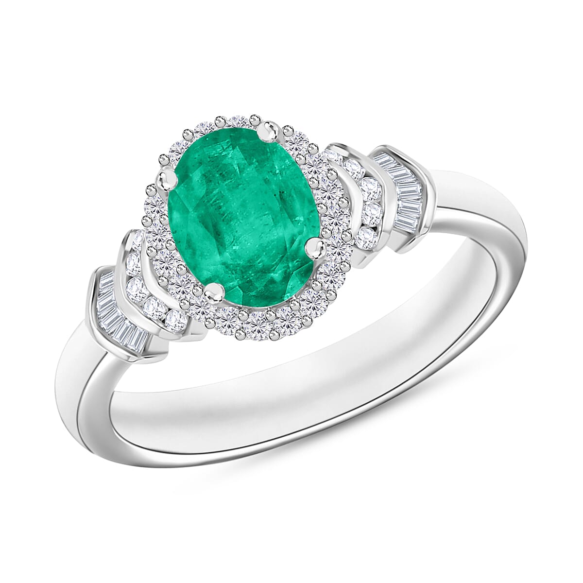 Luxoro Premium Kagem Zambian Emerald and G-H I1 Diamond Ring in 14K Yellow Gold (Size 4.5) 1.46 ctw