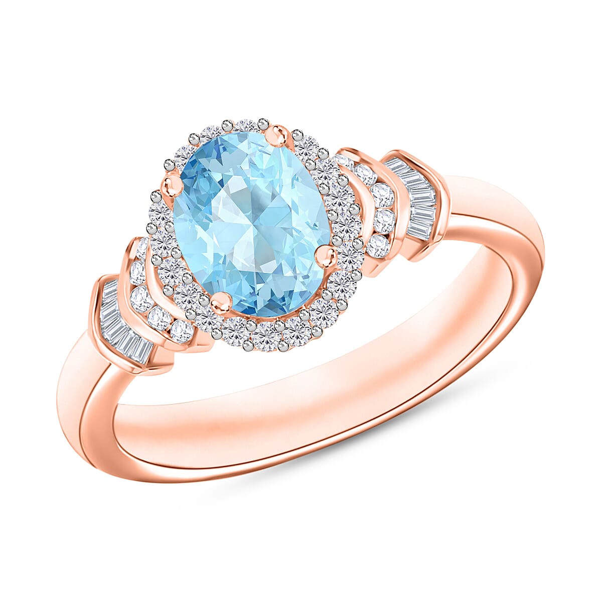 Iliana AAA Santa Maria Aquamarine and G-H SI Diamond Ring in 18K White Gold (Size 10.5) 4.30 Grams 1.56 ctw