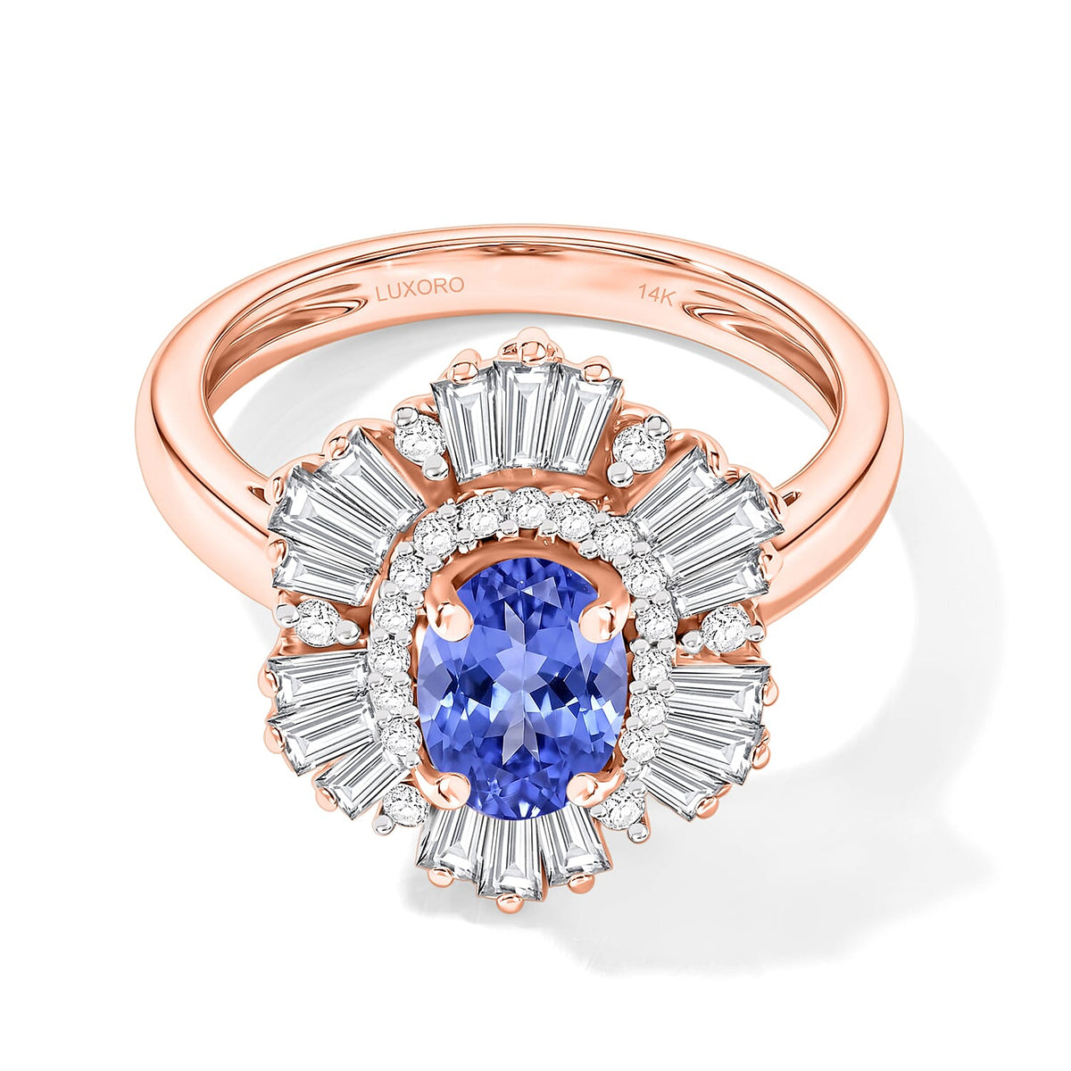 Tanzanite and White Zircon Ring in Rhodium Over Sterling Silver (Size 10.0) 2.85 ctw