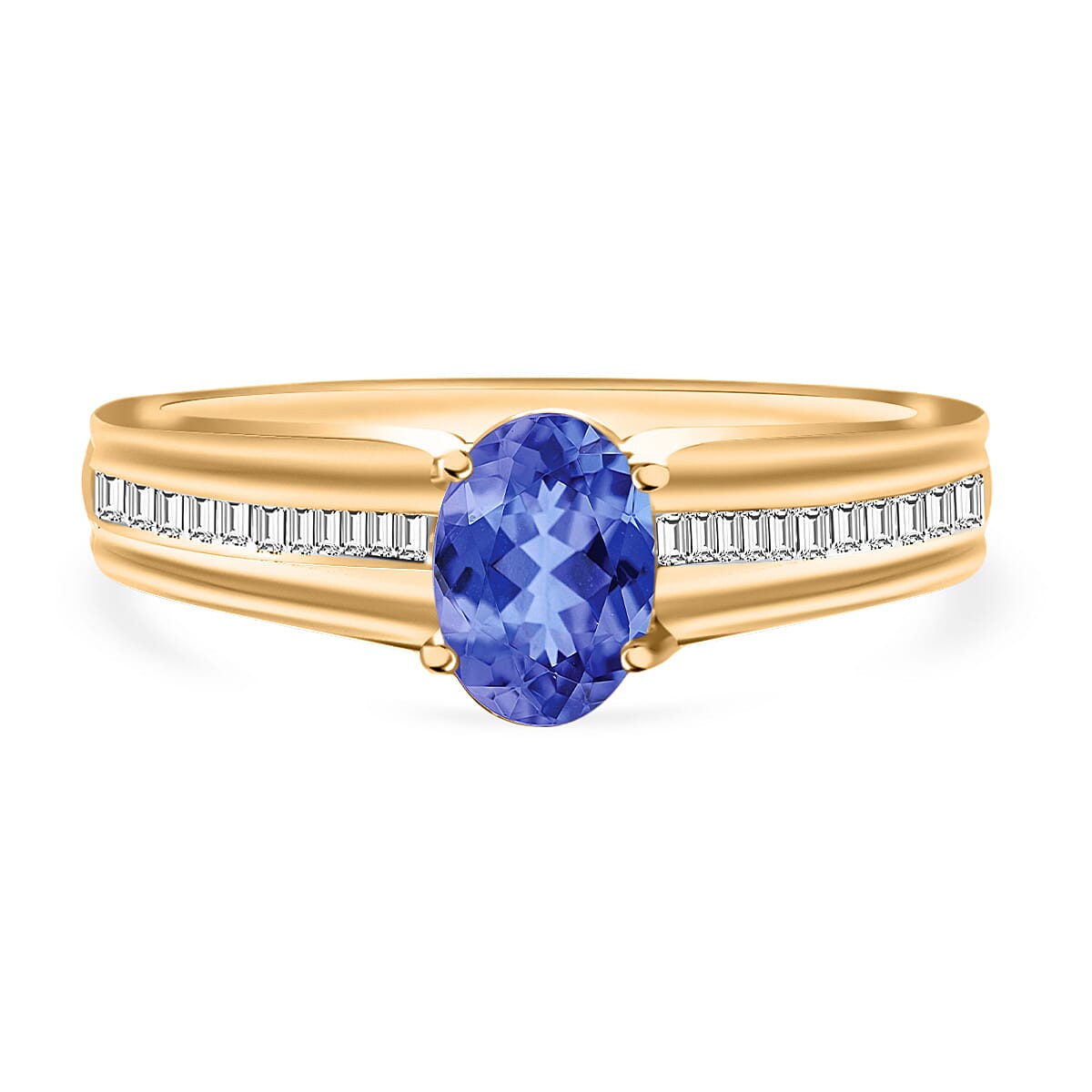 Luxoro Premium Tanzanite and G-H I1 Diamond 1.00 ctw Ring in 14K White Gold