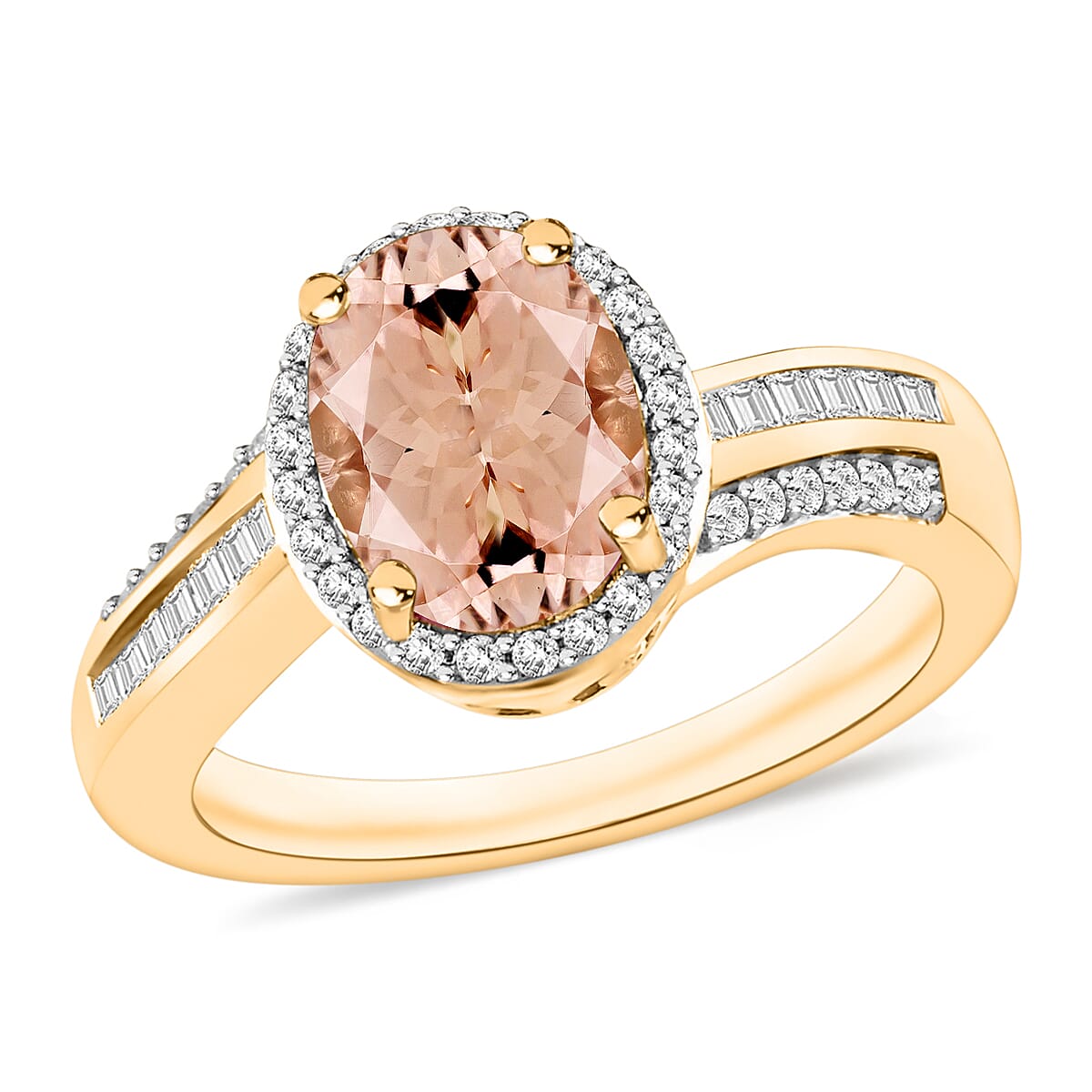 Luxoro Premium Marropino Morganite and G-H I1 Diamond 2.68 ctw Ring in 14K White Gold