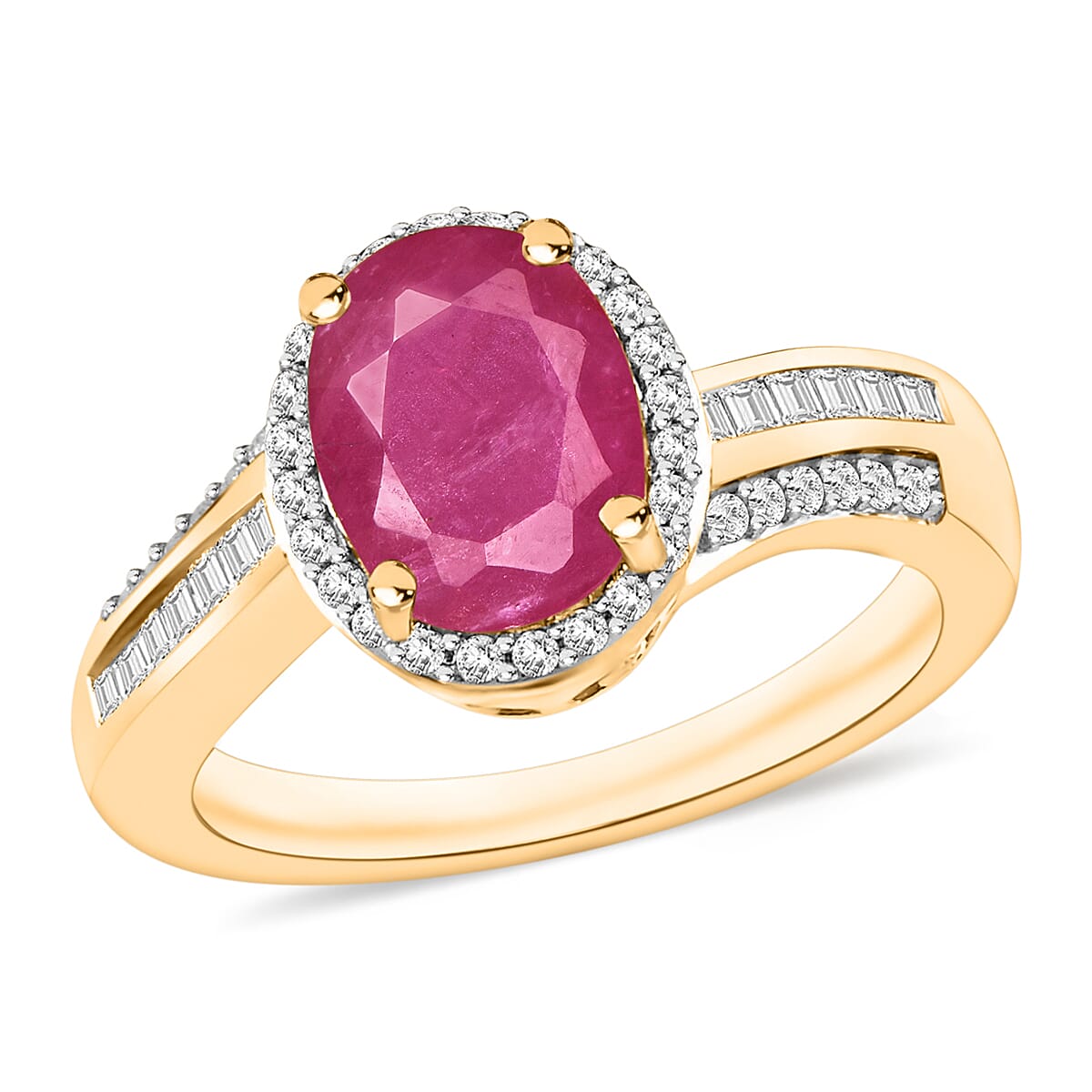 Luxoro Premium Mozambique Ruby and G-H I1 Diamond Ring in 14K White Gold (Size 10.0) 2.88 ctw