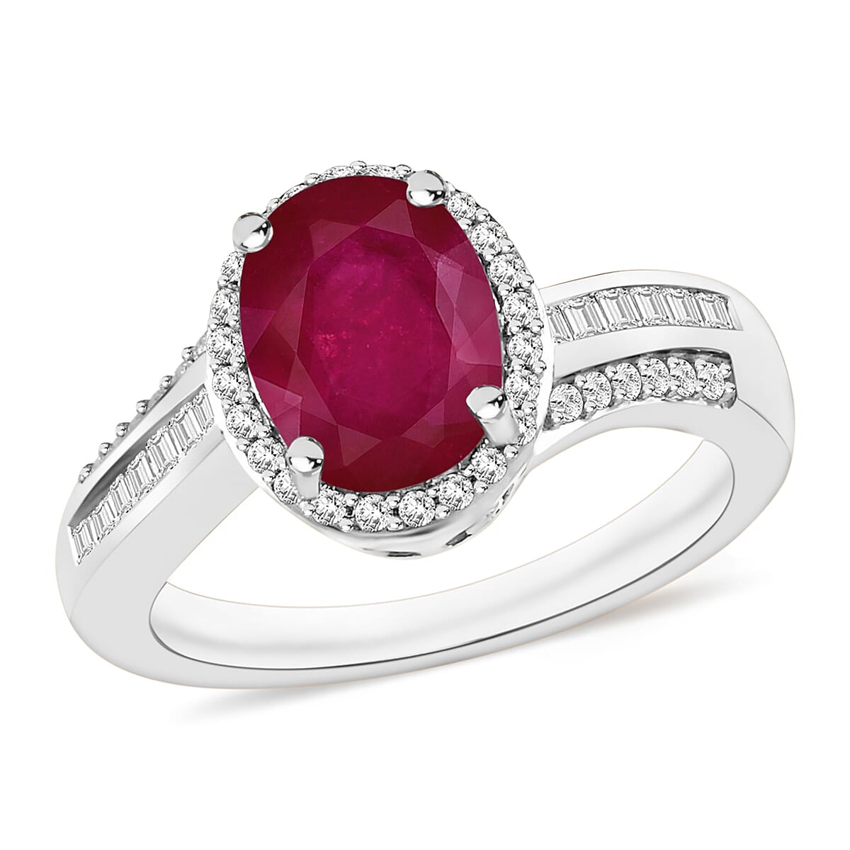 Luxoro Premium Mozambique Ruby and G-H I1 Diamond Ring in 14K White Gold (Size 10.0) 2.88 ctw