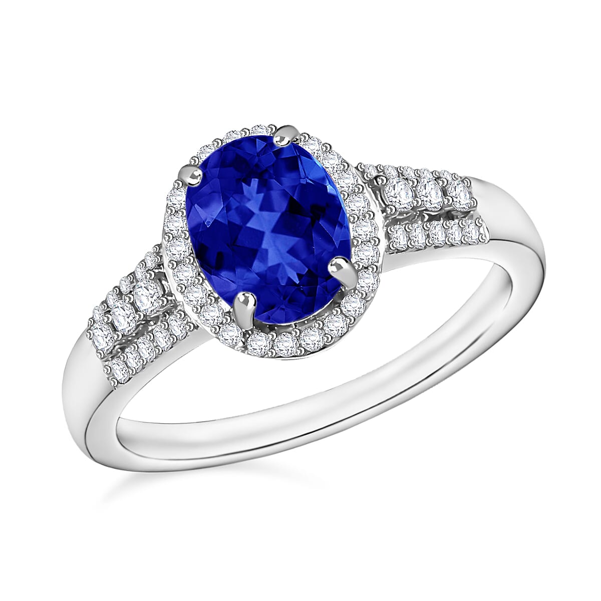 Luxoro Premium Tanzanite and G-H I1 Diamond Ring in 14K White Gold (Size 10.0) 2.36 ctw