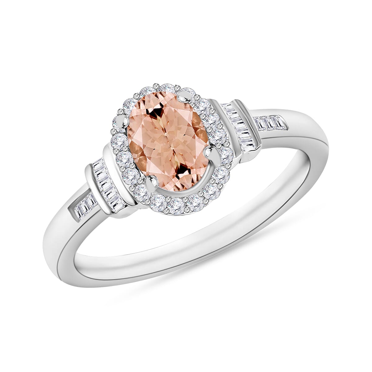 Premium Marropino Morganite and Diamond 1.85 ctw Ring in 18K Vermeil Rose Gold Over Sterling Silver (Size 10.0)