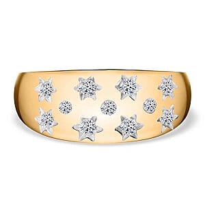 Luxuriant Lab Grown Diamond (G-H, SI) Ring in 18K Vermeil YG Over Sterling Silver (Size 6.5) 0.52 ctw
