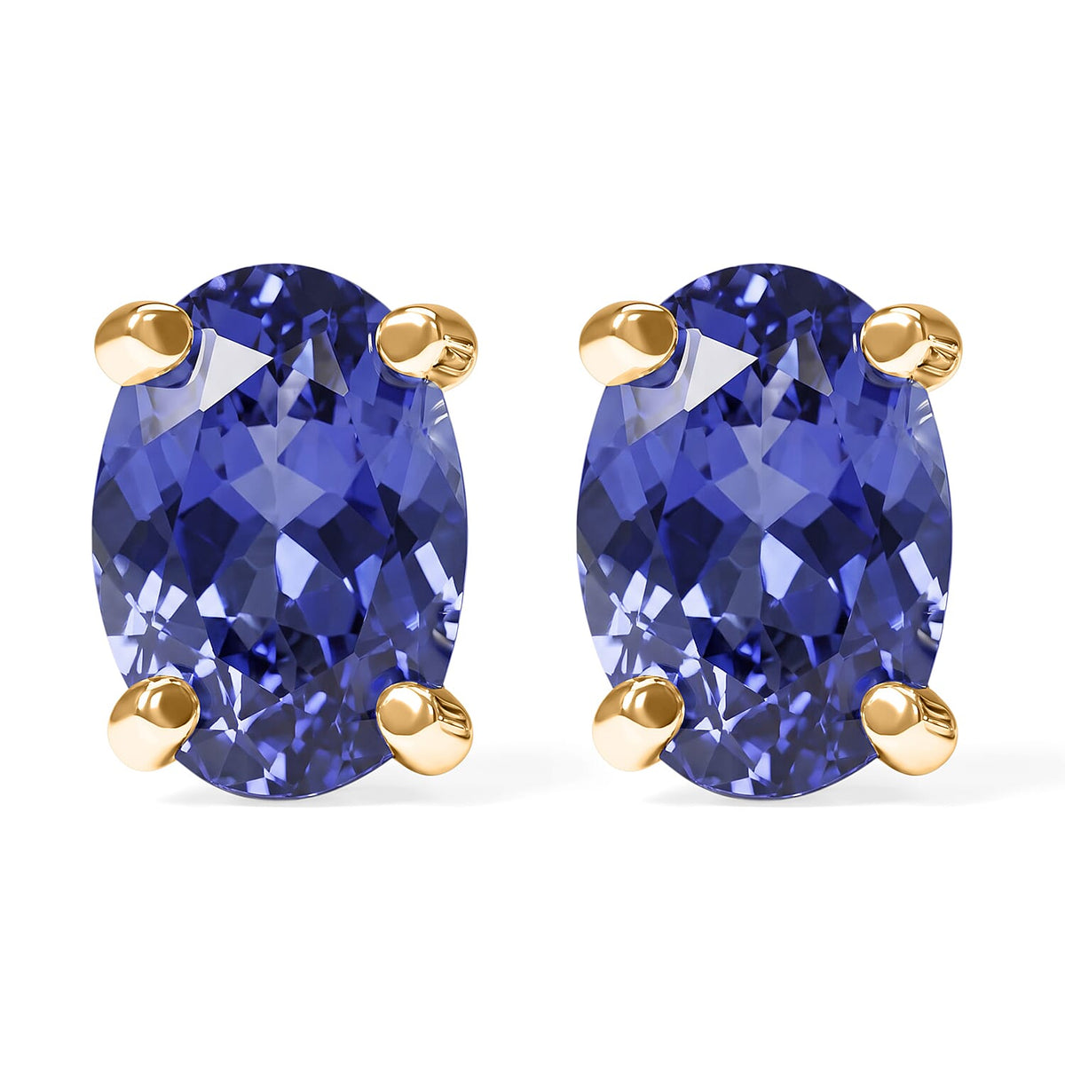 D'Joy Tanzanite 1.00 ctw Solitaire Stud Earrings in Platinum Over Sterling Silver
