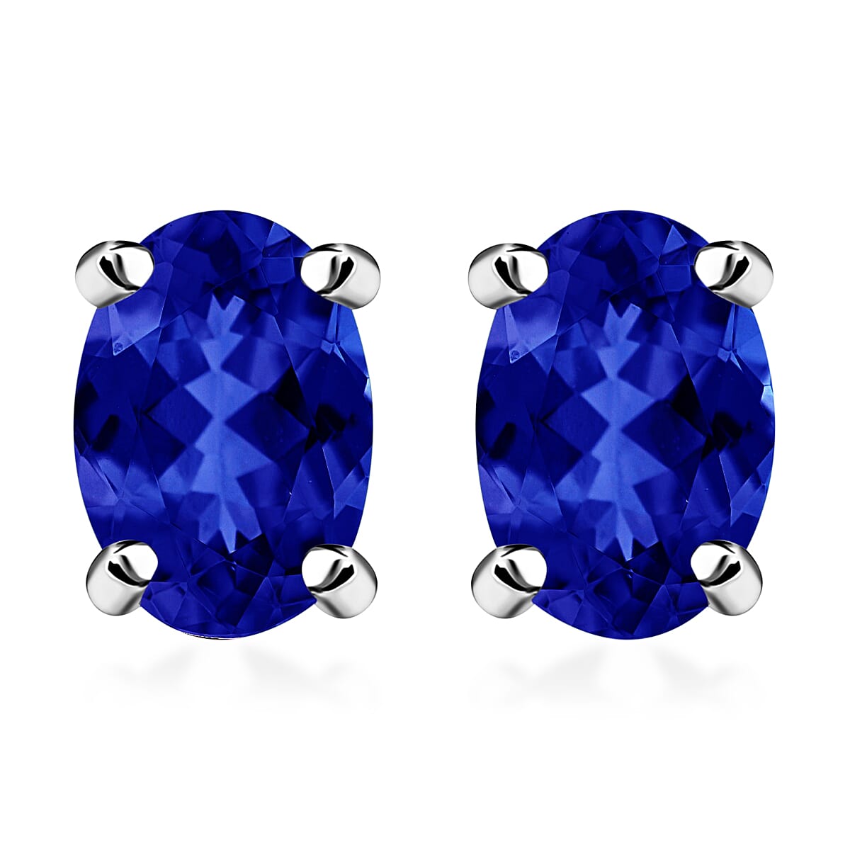 D'Joy Tanzanite 1.00 ctw Solitaire Stud Earrings in Platinum Over Sterling Silver
