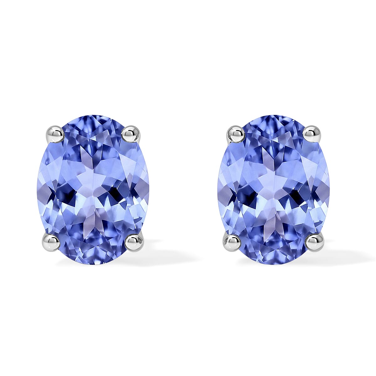 Tanzanite Solitaire Stud Earrings in Platinum Over Sterling Silver 1.65 ctw