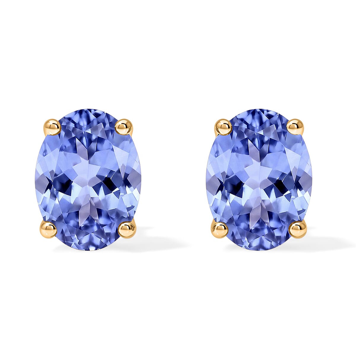 Tanzanite Solitaire Stud Earrings in Platinum Over Sterling Silver 1.65 ctw