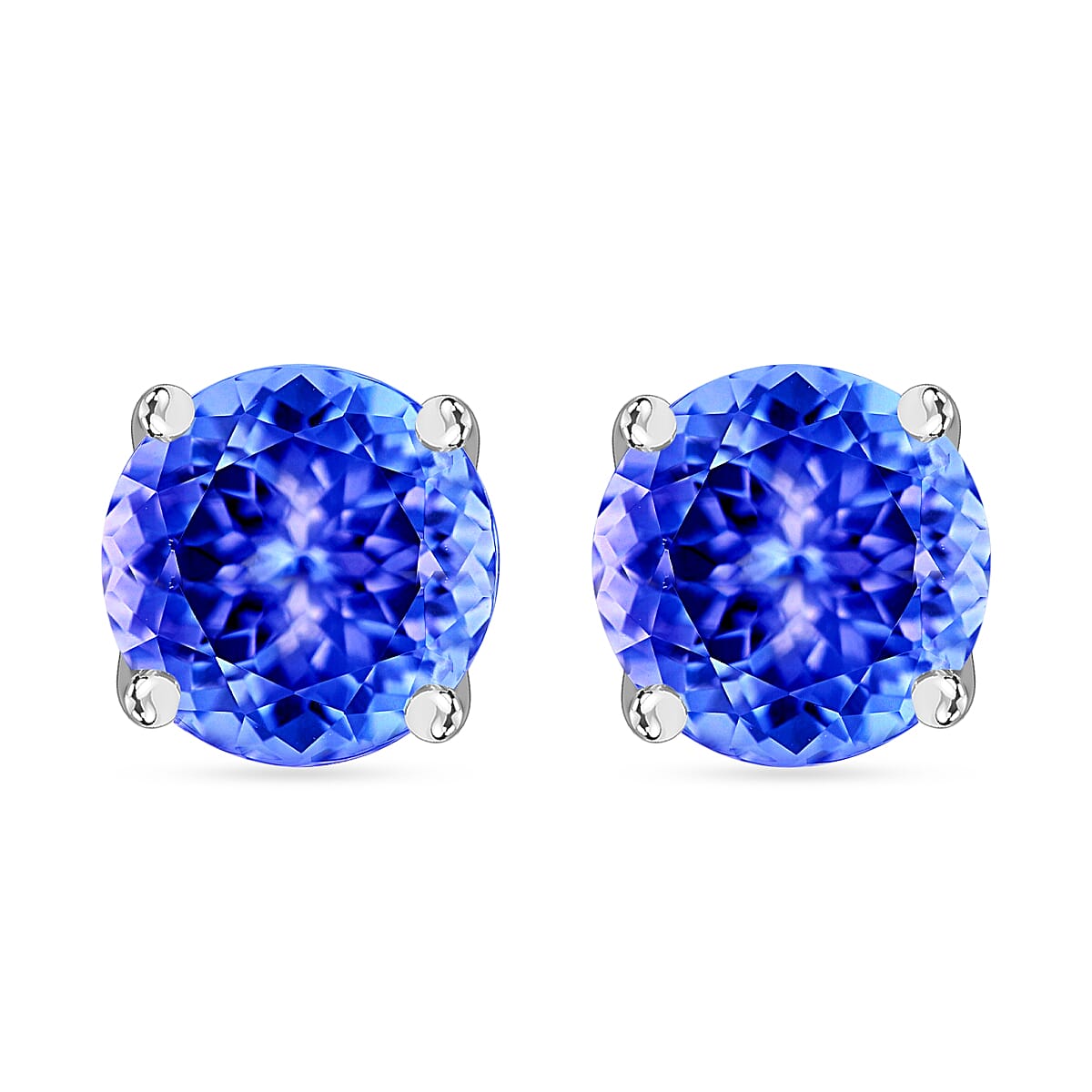 Tanzanite Solitaire Stud Earrings in Platinum Over Sterling Silver 1.50 ctw