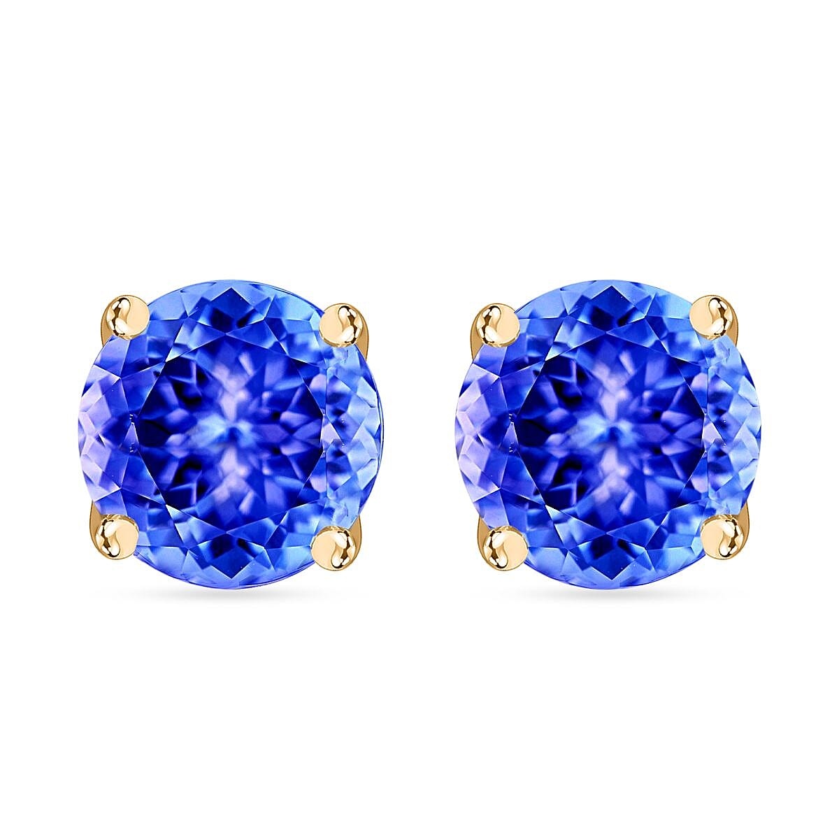 Tanzanite Solitaire Stud Earrings in Platinum Over Sterling Silver 1.50 ctw