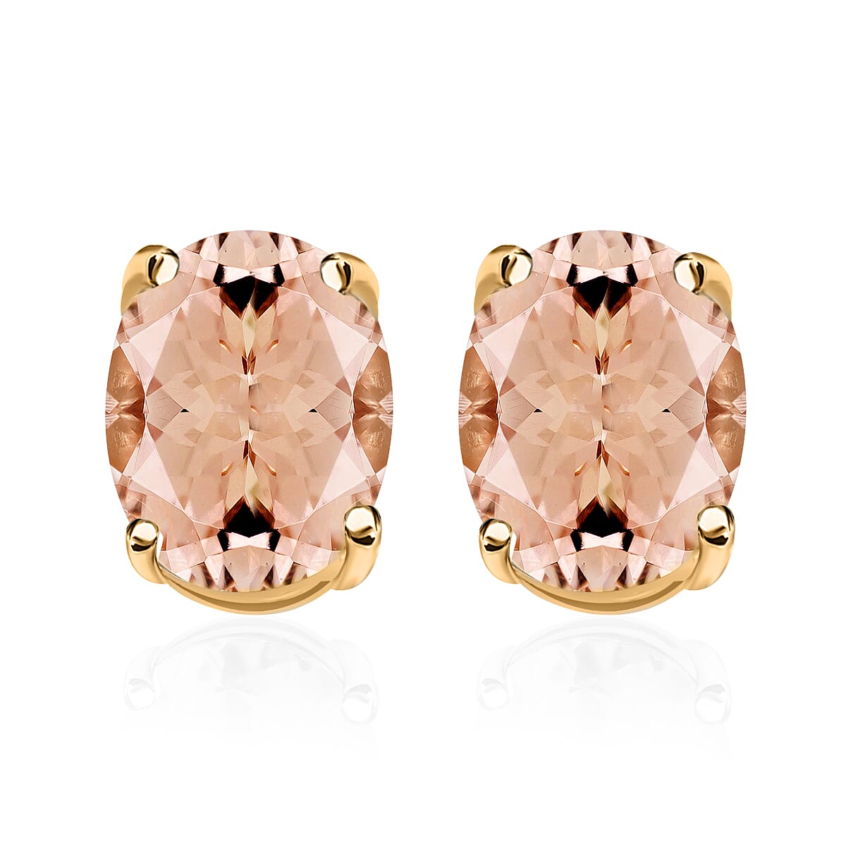 Premium Marropino Morganite Solitaire Stud Earrings in Platinum Over Sterling Silver 2.60 ctw