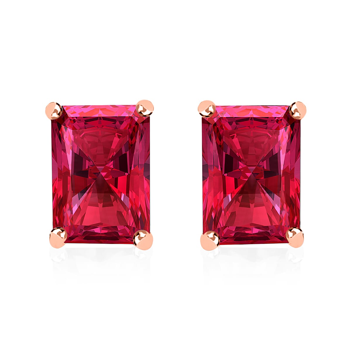 D'Joy Premium Ouro Fino Rubellite 2.50 ctw Solitaire Stud Earrings in Platinum Over Sterling Silver