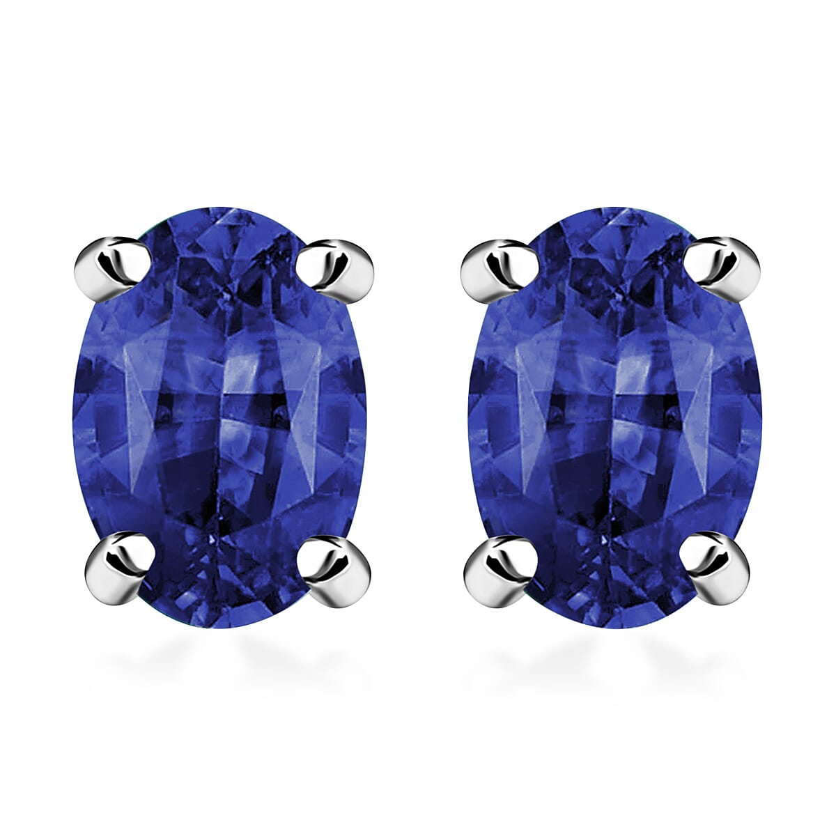 D'Joy Tanzanite 1.00 ctw Solitaire Stud Earrings in Platinum Over Sterling Silver