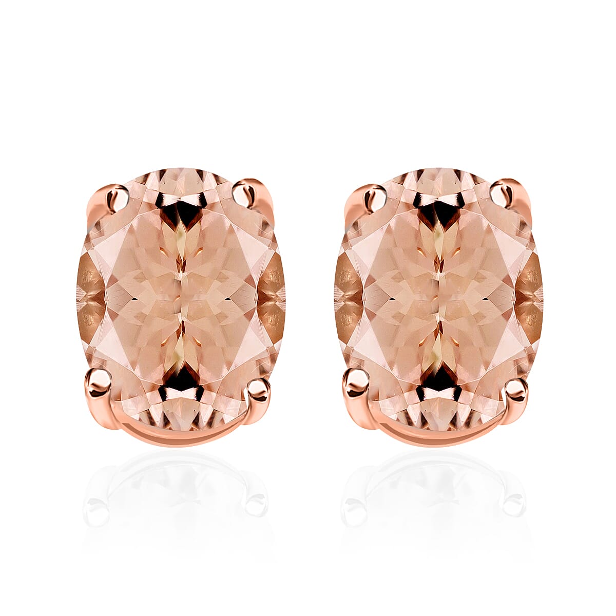 Premium Marropino Morganite Solitaire Stud Earrings in Platinum Over Sterling Silver 2.60 ctw