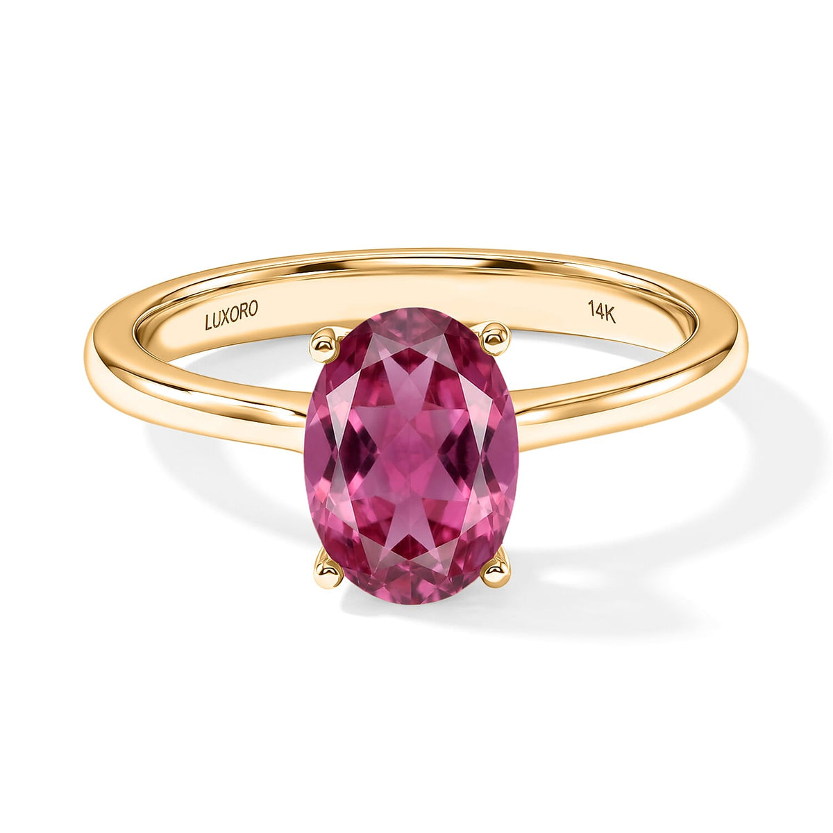 Ouro Fino Rubellite Solitaire Ring in Platinum Over Sterling Silver (Size 10.0) 1.30 ctw
