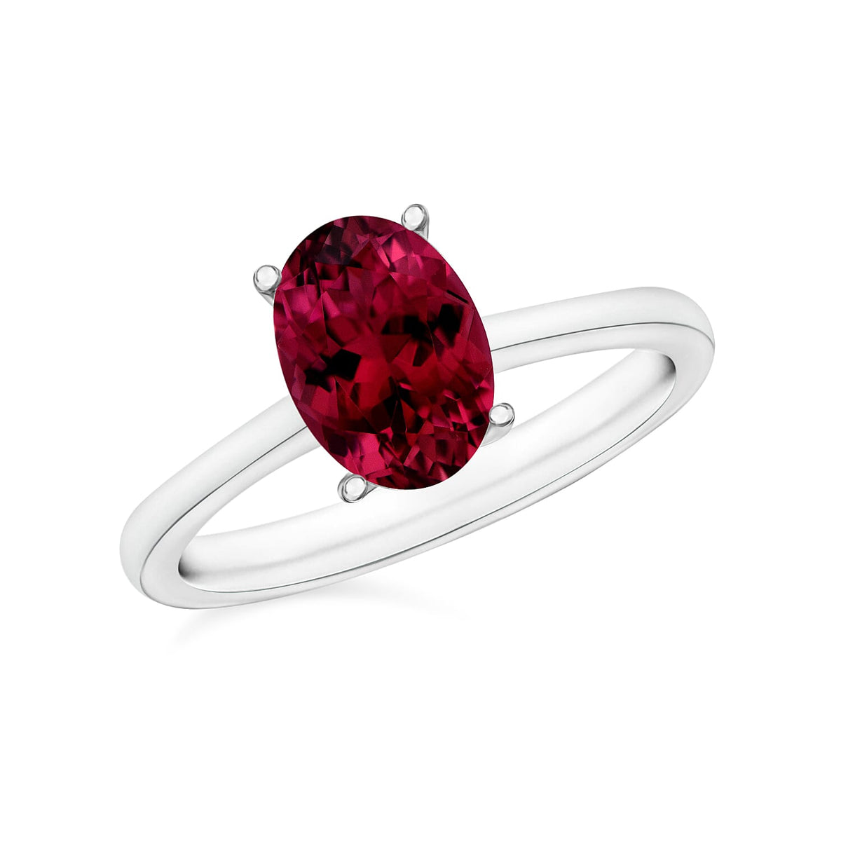Ouro Fino Rubellite Solitaire Ring in Platinum Over Sterling Silver (Size 10.0) 1.30 ctw