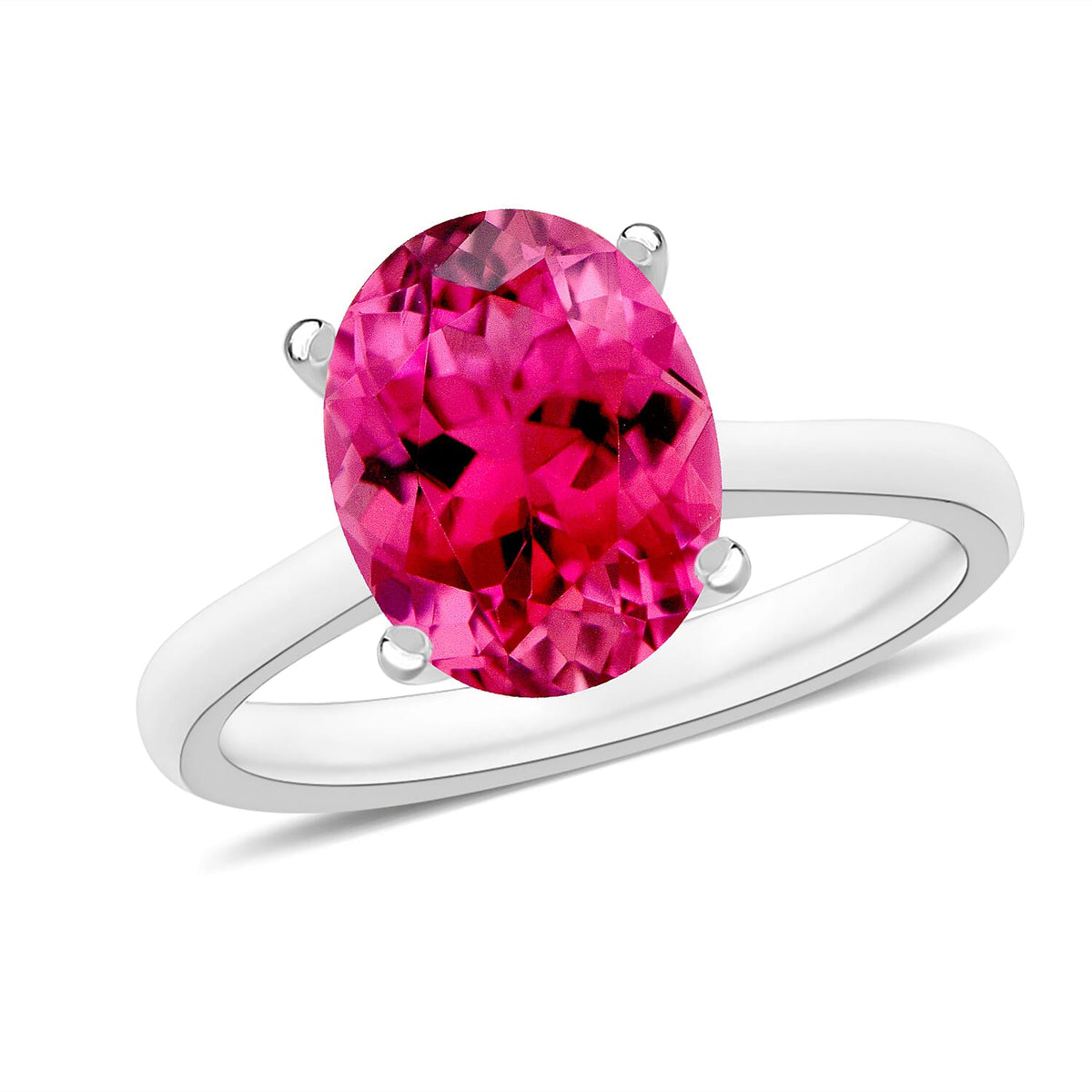 Ouro Fino Rubellite Solitaire Ring in Platinum Over Sterling Silver (Size 10.0) 1.30 ctw